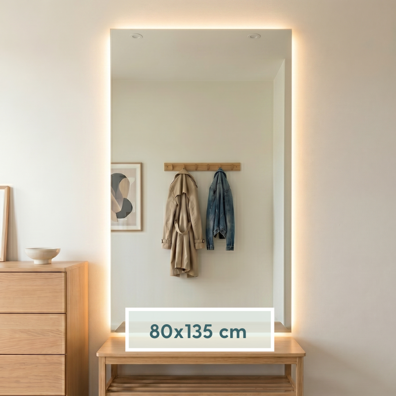 Kehyksetön Suorakulmainen LED-peili