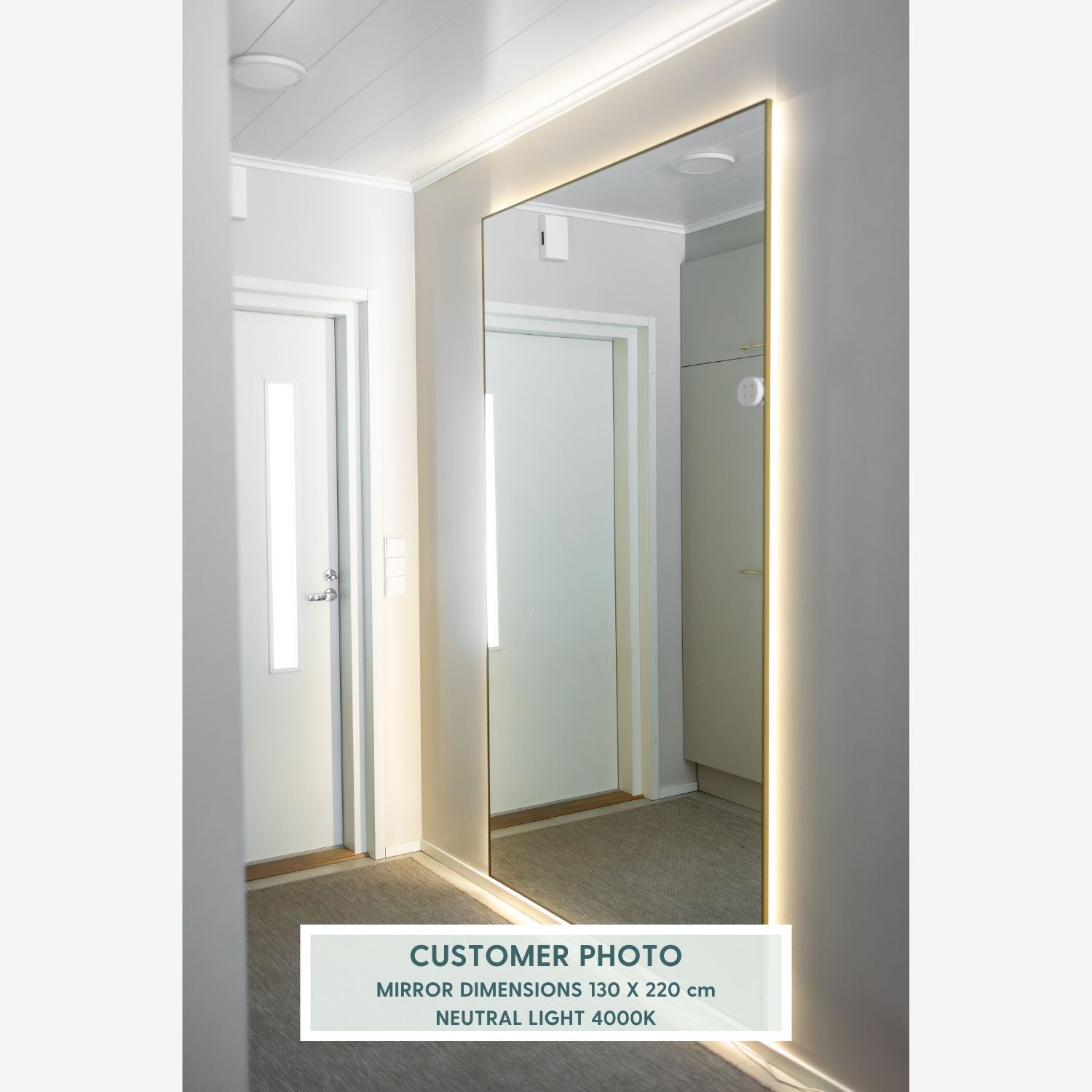 Aitta-peili LED-valoilla ja kultamessinkikehyksellä (100x170 cm)