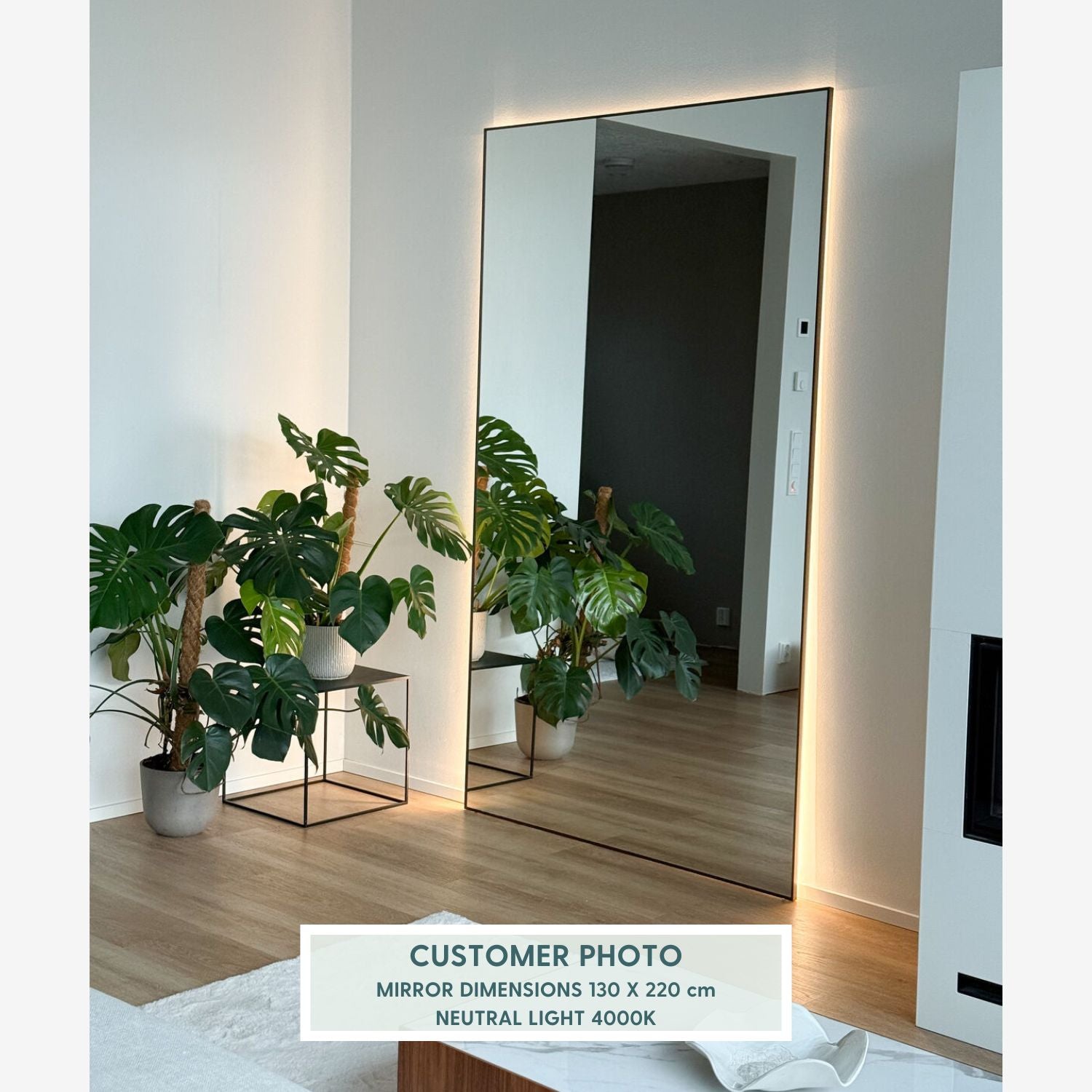 Aitta-peili LED-valoilla ja pronssikehyksellä (100x170 cm)