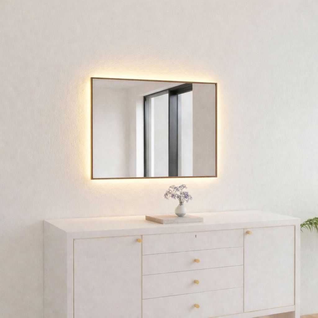 Aitta-peili LED-valoilla ja pronssikehyksellä (50x60 cm)
