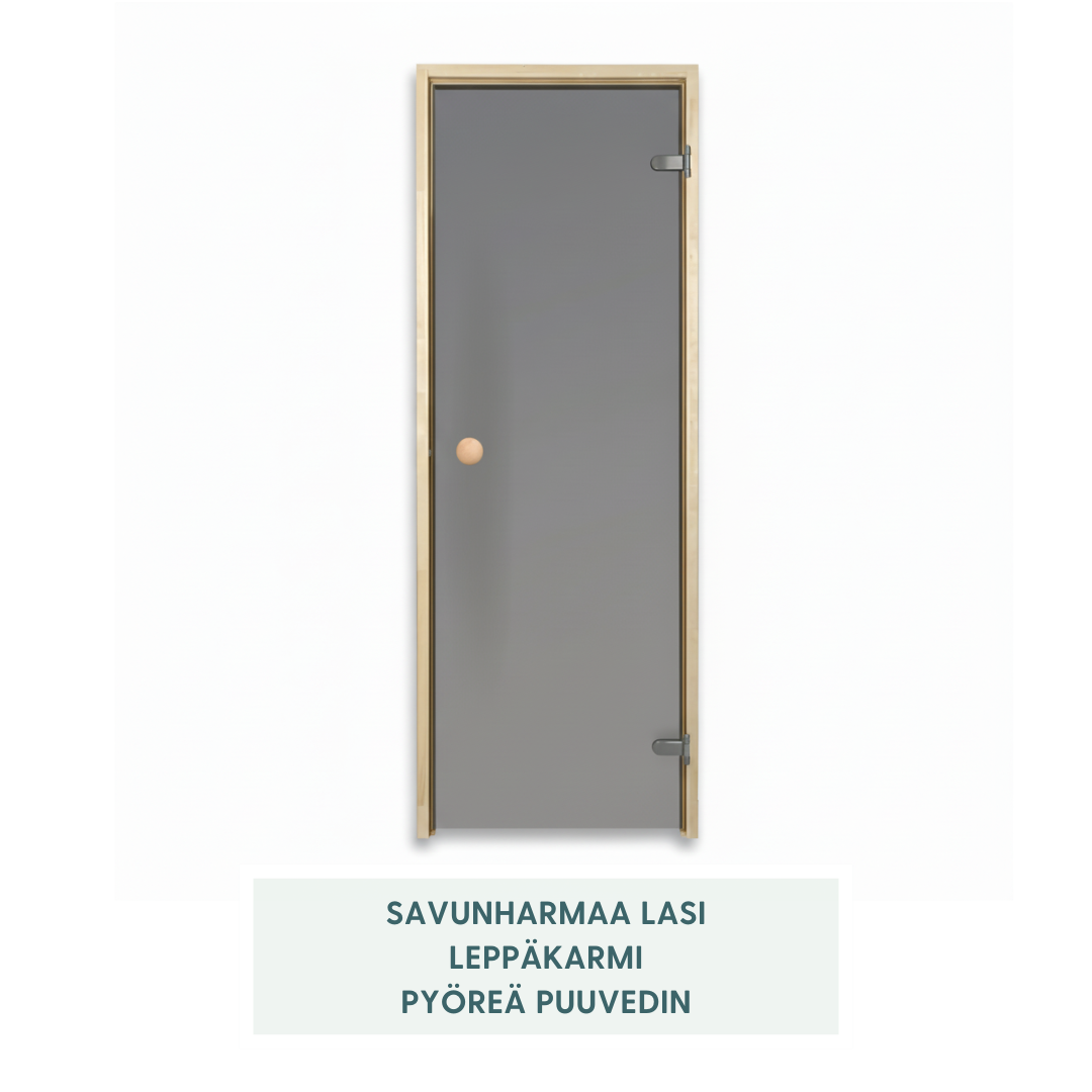 Havu – saunan lasiovi puukarmeilla